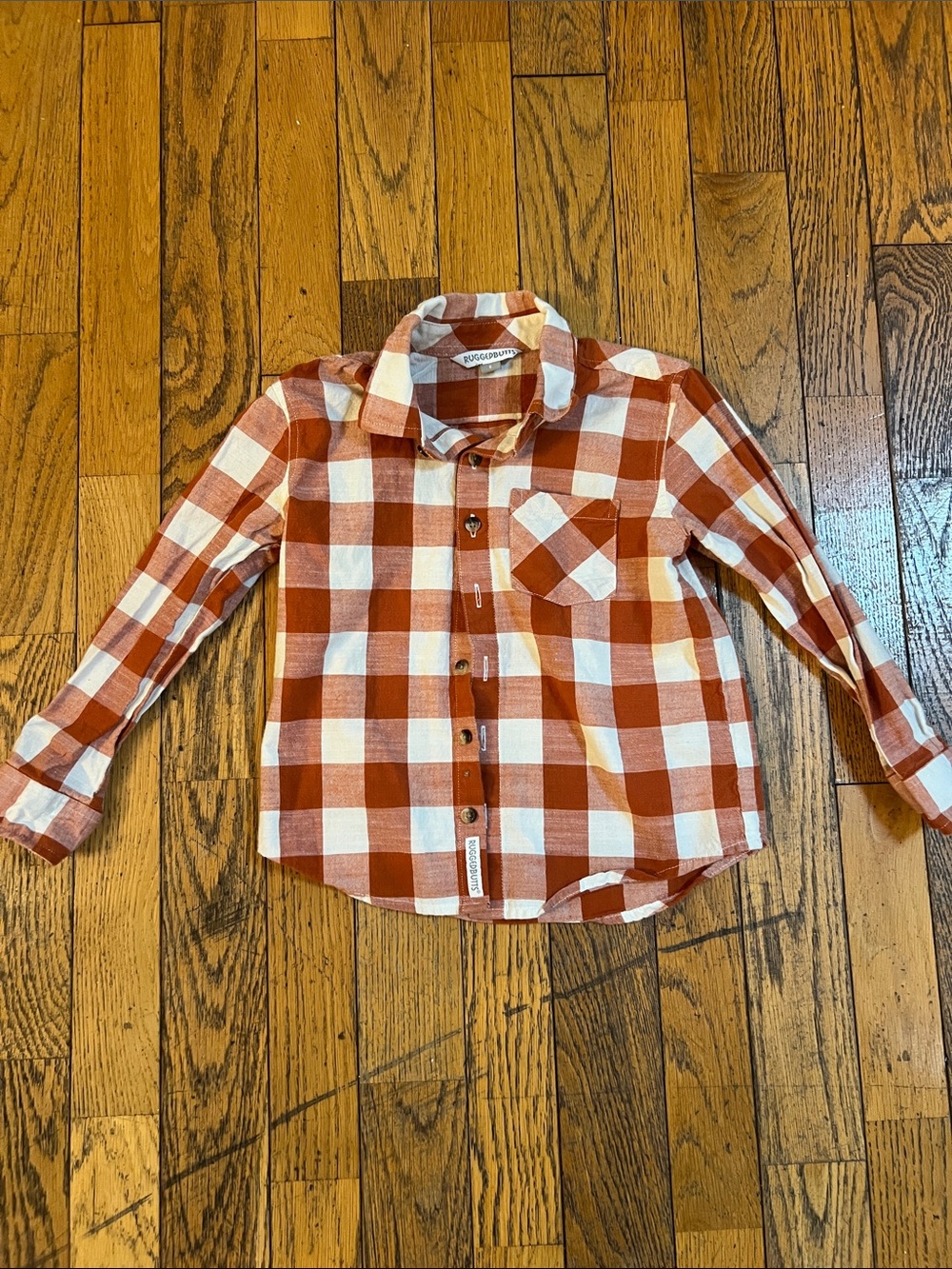 Kids Rust & White Plaid Button-Down Shirt by RENEGADE KIDS